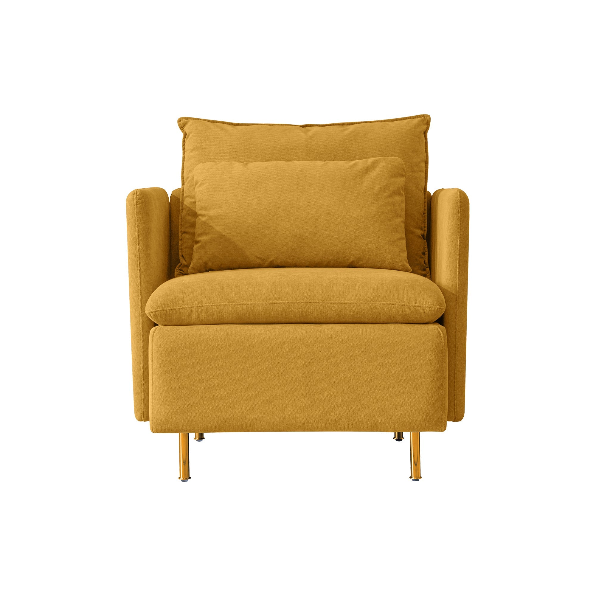 Yellow Upholstered Accent Chair - Modern Cotton Linen, 30.7''