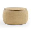 Round Storage Ottoman, 2-in-1 End Table & Ottoman, Natural (25.5