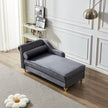 Grey Velvet Modern Upholstery Chaise Lounge Chair with Storage