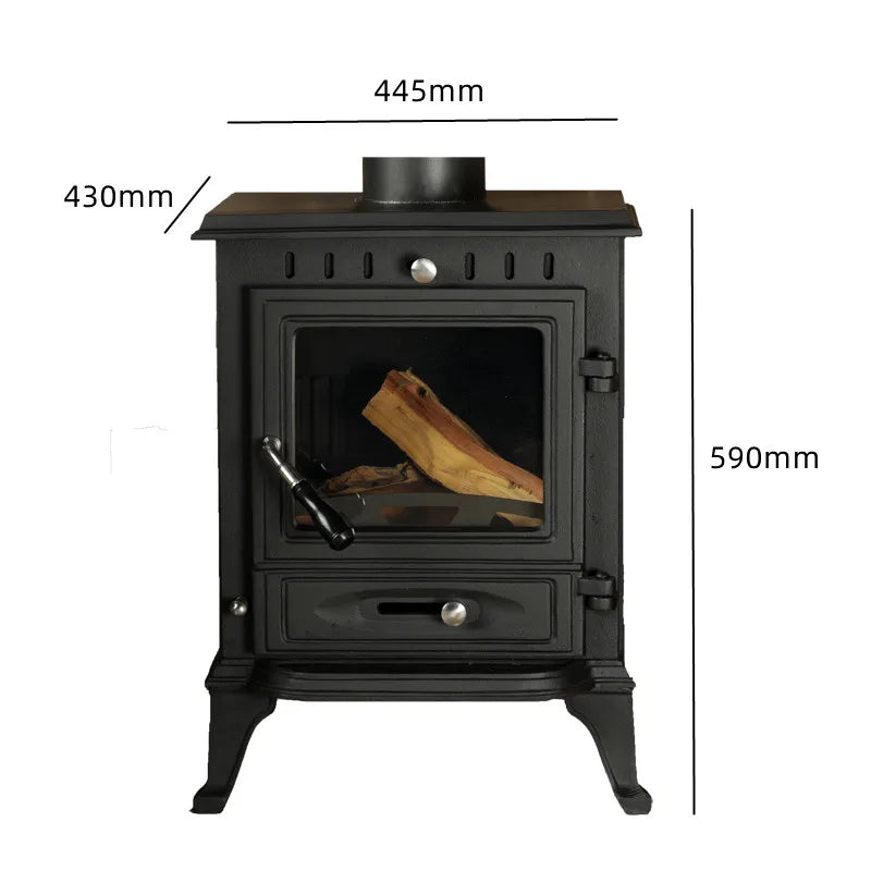 Compact Cast Iron Wood Burning Fireplace - Perfect for RV, Outdoor & Camping