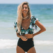 Floral Ruffle Hem V-Neck High-Waisted Bikini Set – Women's Swimwear