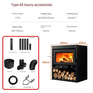 Elegant European Wood Burning Stove – Cozy Indoor Winter Heating