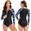 Maillot de Bain Floral Rash Guard à Manches Longues et Monokini Grande Taille