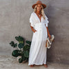 Elegant Long White Tunic Bikini Cover-Up: Plus Size Summer Beach Dress