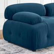 Modular L-Shaped Navy Velvet Sofa with Tufted Design & Reversible Ottoman