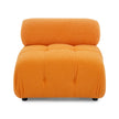 Modular L-Shaped Sofa, Orange Velvet, Tufted Design & Reversible Ottoman