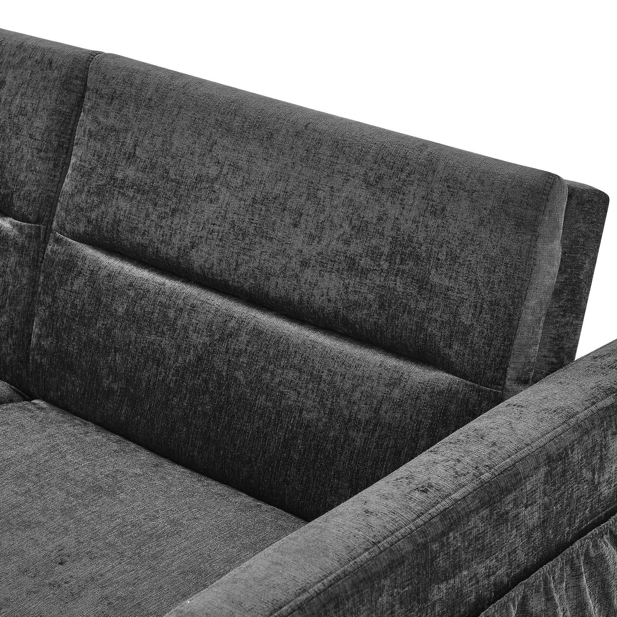 Black Loveseat Sofa Bed with Pull-Out Bed, Adjustable Back & Arm Pockets