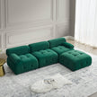 DIY L-Shaped Green Velvet Sofa, Button Tufted, Reversible Ottoman