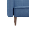 Blue Fabric Futon Sofa Bed with Solid Wood Legs for Living & Bedroom