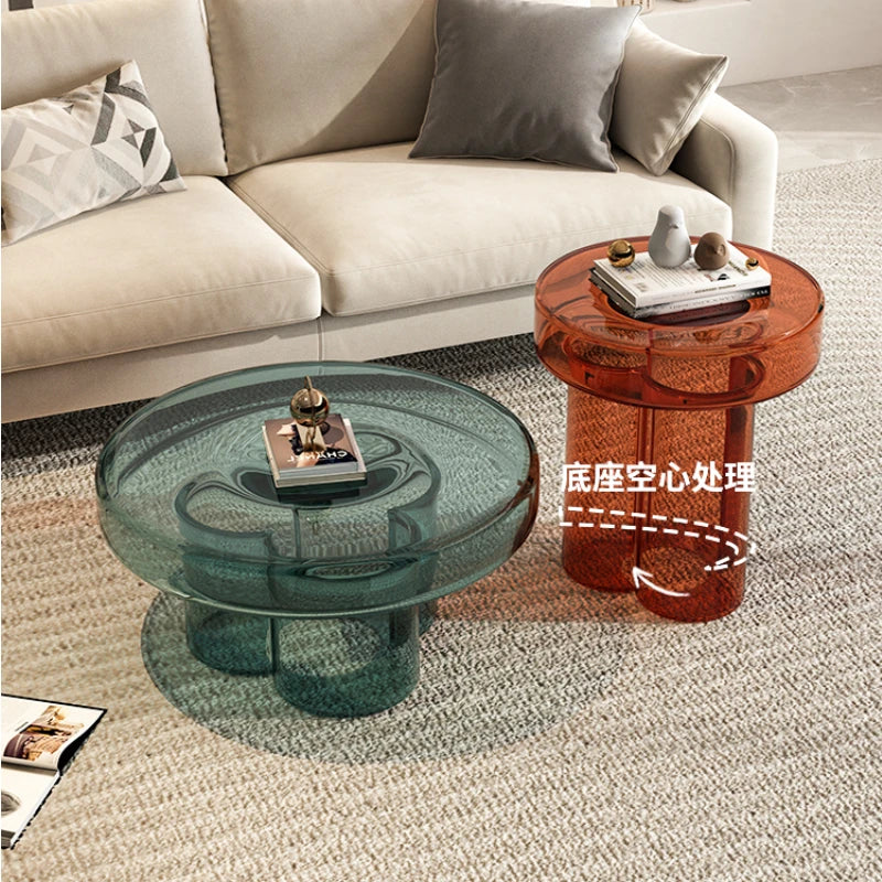 Elegant Nordic Round Glass Coffee Table – Modern Minimalist Design