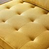 Yellow Linen Ottoman Sofa Bed with Pull-Out Lazy Sofa Feature