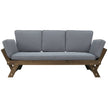 Adjustable Wooden Patio Daybed Sofa with Cushions, Brown + Gray Finish