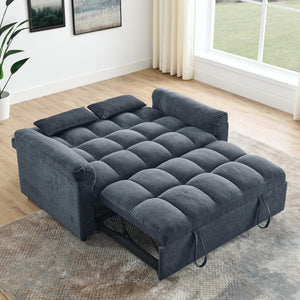 Loveseats Sofa Bed With Pull-Out Bed,Adjsutable Back,Blue+ Grey