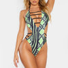 Maillot de bain imprimé serpent de grande taille, Monokini, coupe haute, Trikini