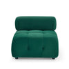 DIY L-Shaped Green Velvet Sofa, Button Tufted, Reversible Ottoman