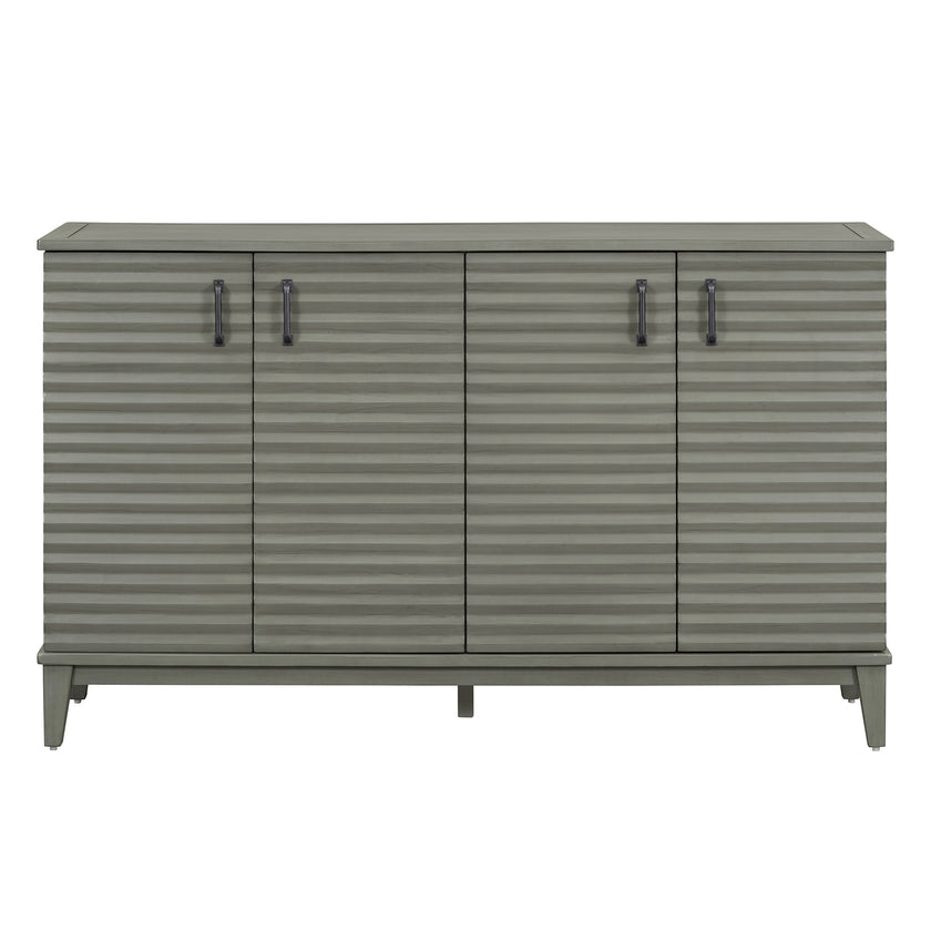 TREXM side panel with 4-door large storage buffet, adjustable shelves and metal handles (antique gray)