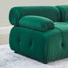 DIY L-Shaped Green Velvet Sofa, Button Tufted, Reversible Ottoman