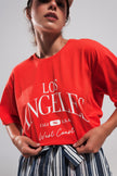 T-shirt à slogan Los Angeles en rouge