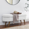 White Ottoman Storage Bench with Rubber Wood Legs (43.5