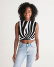 Tribal Zebra Twist-Front Crop Tank