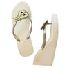 Pear - Green Rhine Stone Embellished Women's High Wedge Heel Flip Flops Sandal