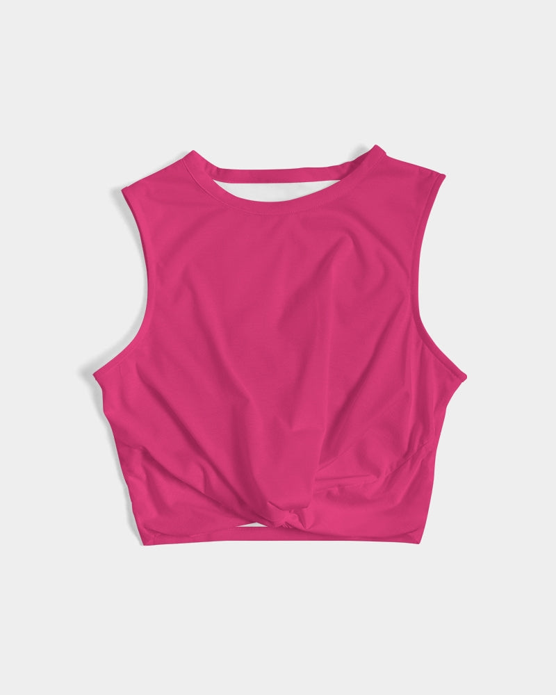 Perennial Fuchsia Twist-Front Crop Tank