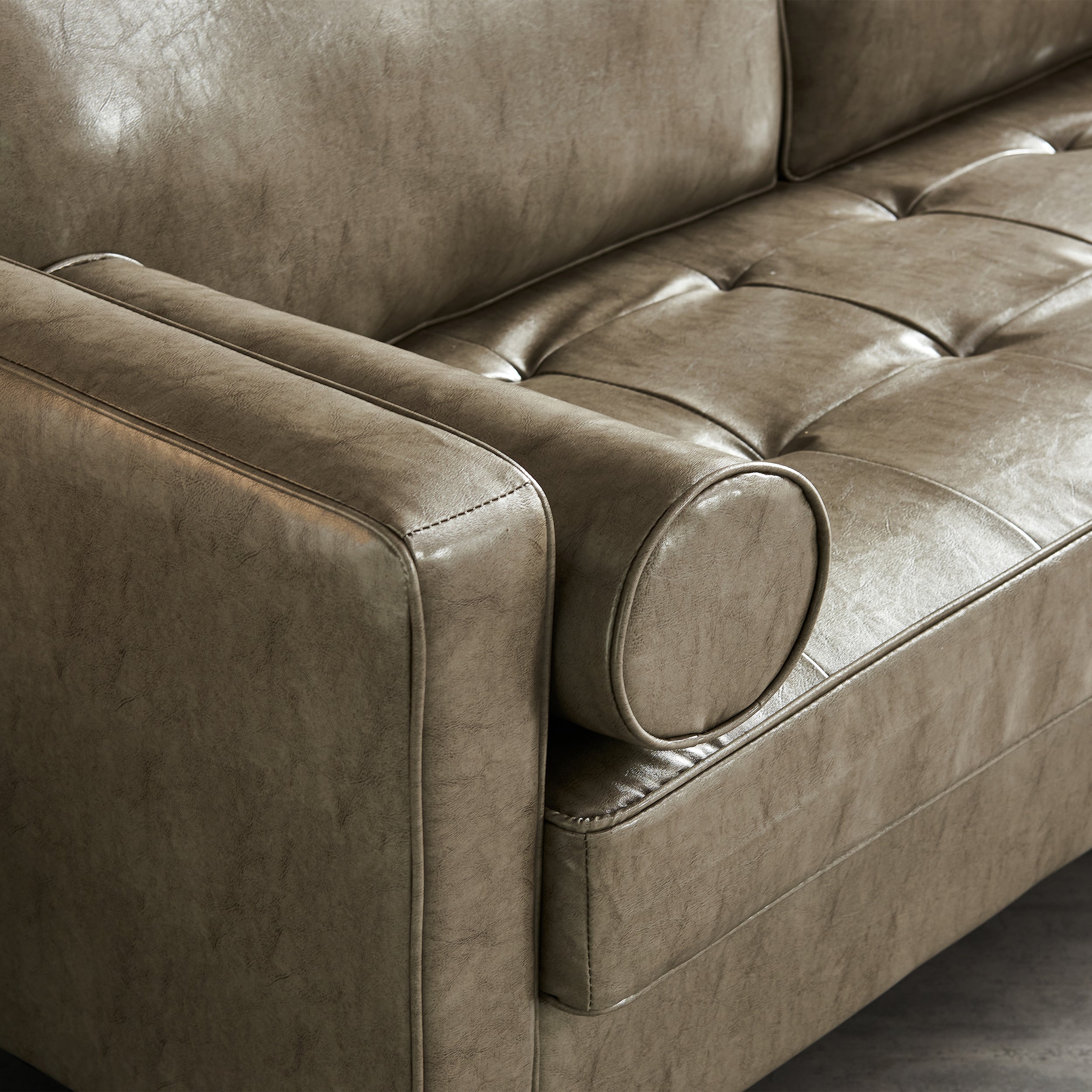 Modern Mid-Century Vegan Leather Sofa