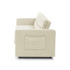 Beige Loveseat Sofa Bed with Pull-Out Bed, Adjustable Back & Arm Pockets