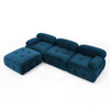 Modular L-Shaped Navy Velvet Sofa with Tufted Design & Reversible Ottoman