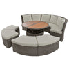 5-Piece Round Rattan Patio Sofa Set with Liftable Table & Washable Cushions