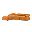 Modular L-Shaped Sofa, Orange Velvet, Tufted Design & Reversible Ottoman