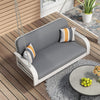 2-Seater Wicker Porch Swing with Chains, White Patio Furniture