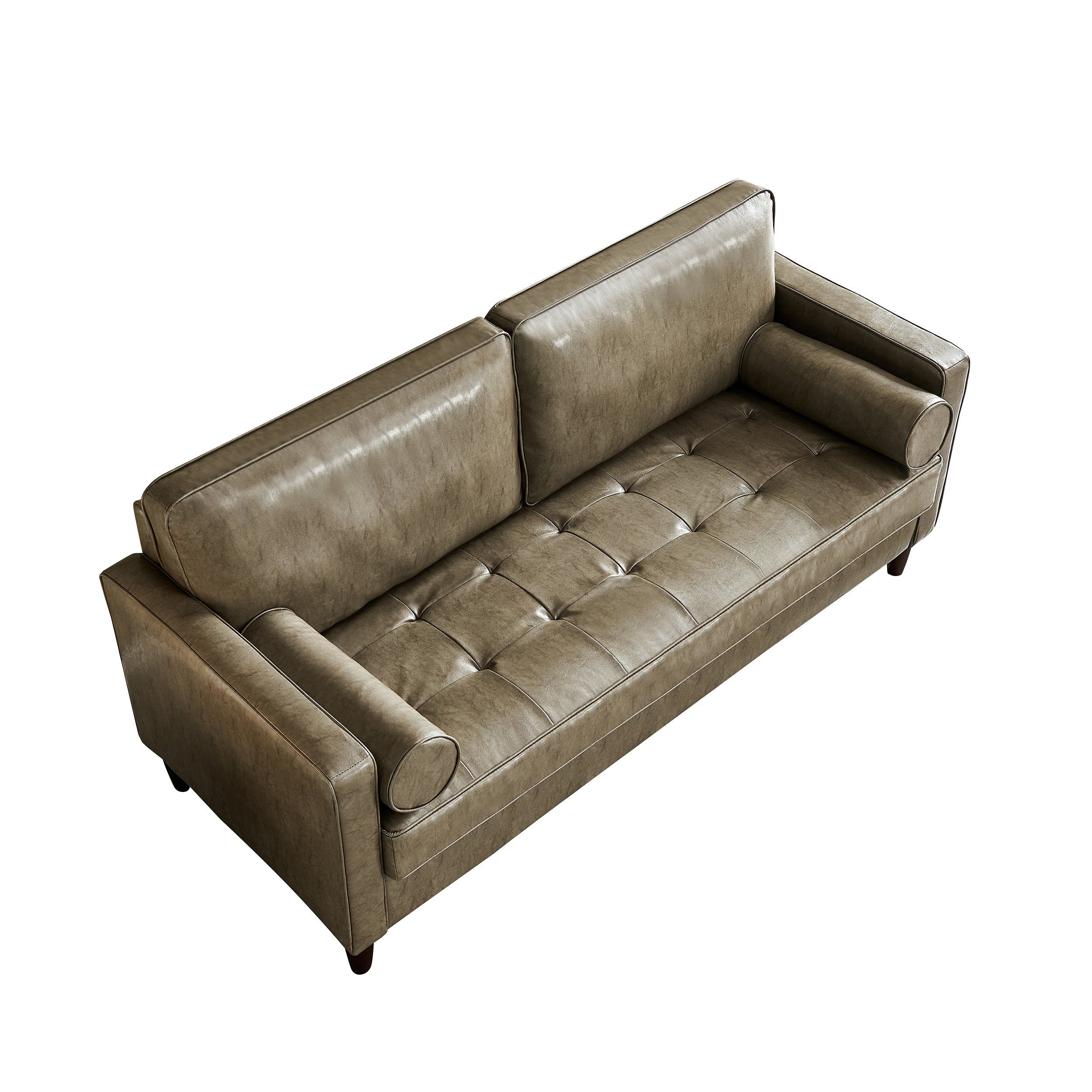 Modern Mid-Century Vegan Leather Sofa