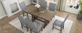 Mid-Century Solid Wood 7-Piece Extendable Dining Set for 6