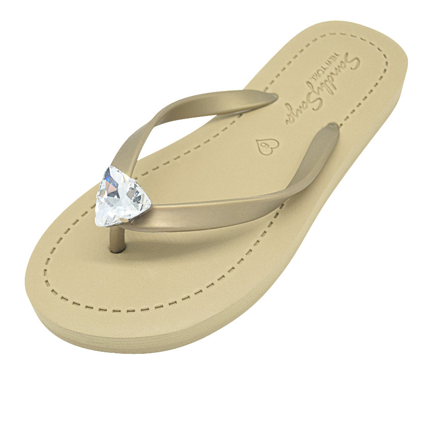 Triangle Studs - Crystal Flat Flip Flops Sandal