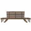 Adjustable Wooden Patio Daybed Sofa with Cushions, Brown + Gray Finish