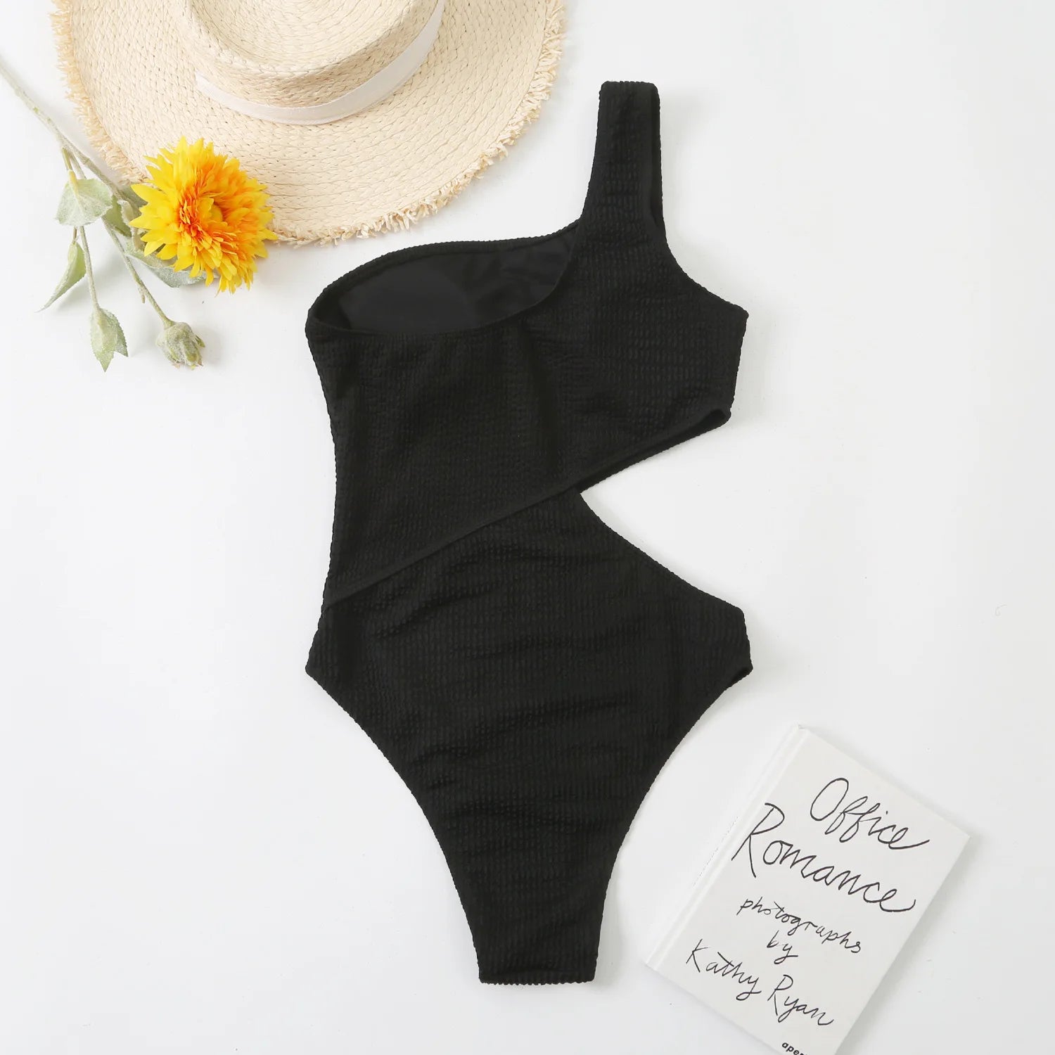 Maillot de bain monokini côtelé à une épaule