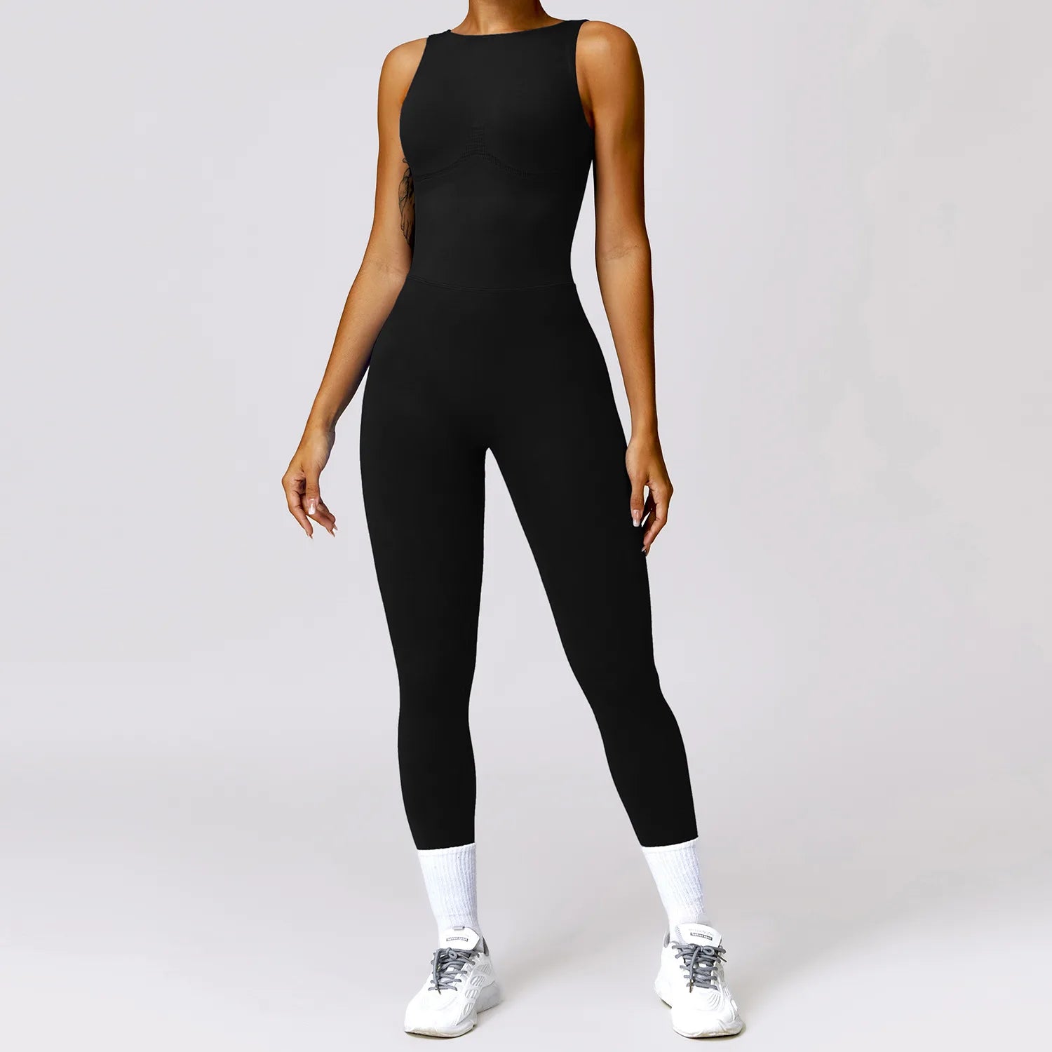 Seamless V-Back Yoga Jumpsuit with Padding