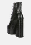 Magdalene Croc High Heel Patform Boots