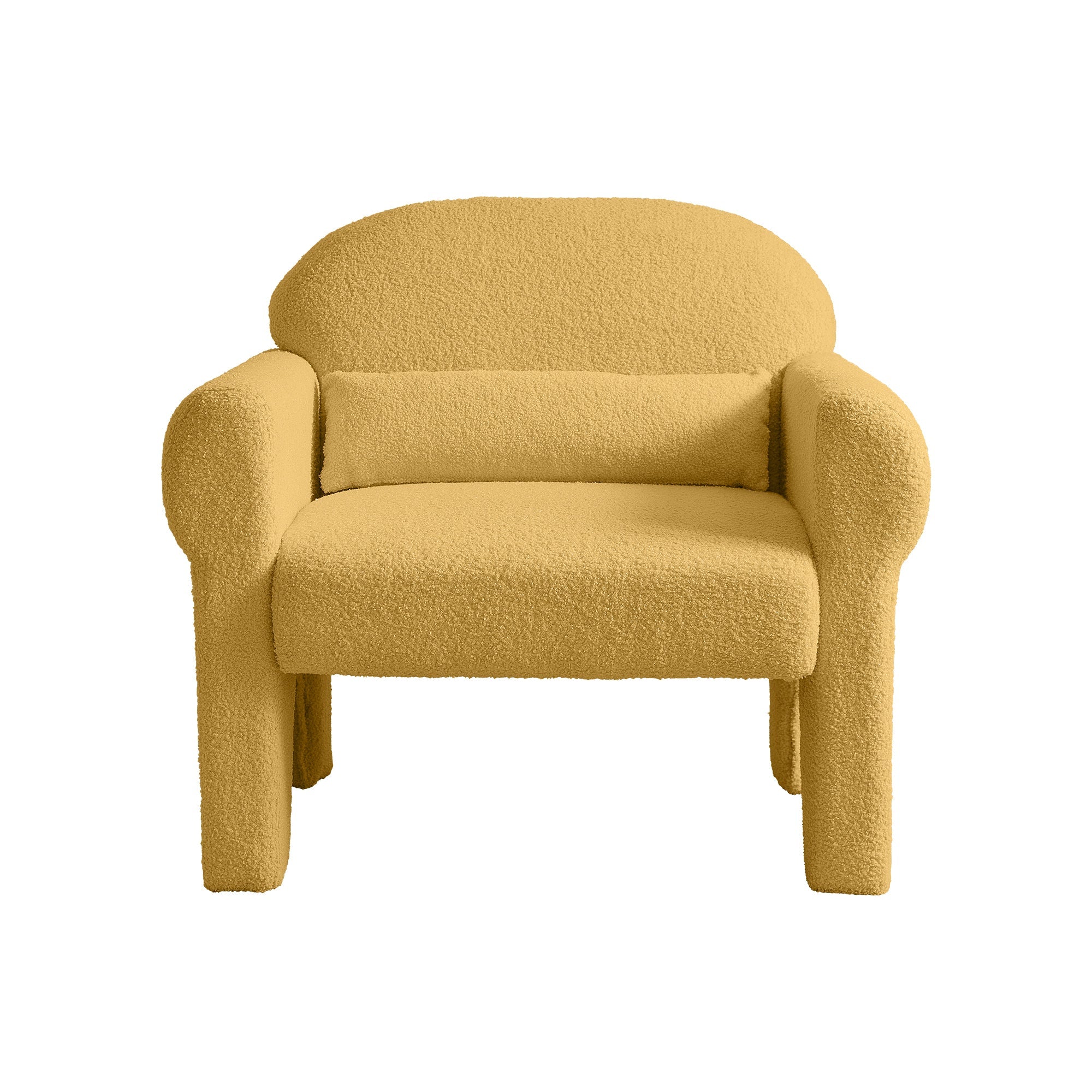 Boucle Accent Chair with Lumbar Pillow – Modern Living Room Style