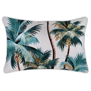 Cushion Cover-With Piping-Palm Trees White-35cm X 50cm