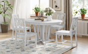 Rustic 5-Piece Extendable Dining Set: Round Table & 4 Cross Chairs