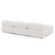 Modular L-Shaped Sofa with Ottoman, Button Tufted, Ivory Teddy Fabric