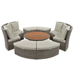 5-Piece Round Rattan Patio Sofa Set with Liftable Table & Washable Cushions