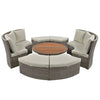 5-Piece Round Rattan Patio Sofa Set with Liftable Table & Washable Cushions