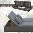 Outdoor Double Sunbed: Adjustable Wicker Rattan Reclining Chair Set