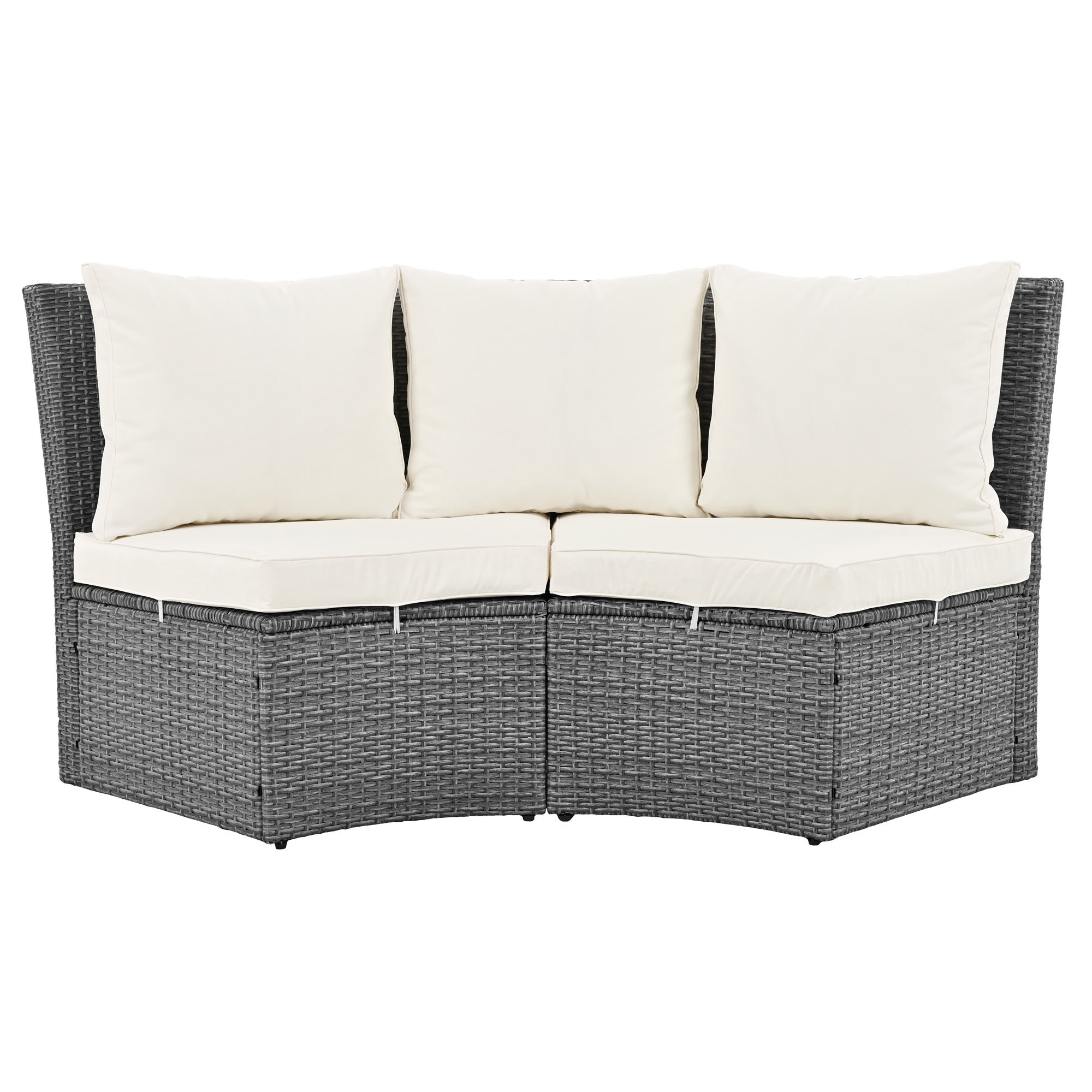 5-Piece All-Weather Rattan Patio Sofa Set w/ Table & Washable Cushions