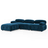 Modular L-Shaped Navy Velvet Sofa with Tufted Design & Reversible Ottoman