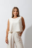 Sleeveless Tank Top & Wide Leg Pants Lounge Set - Off White