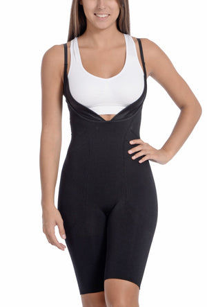 Body shaper sans couture « Portez votre propre soutien-gorge » avec jambe garçonne extra longue noir